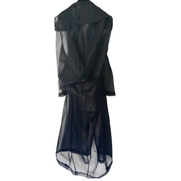 PEACHOO + KREJBERG Silk Transparent Coat in Black size M with Hood RTW SS13 - Picture 6 of 16